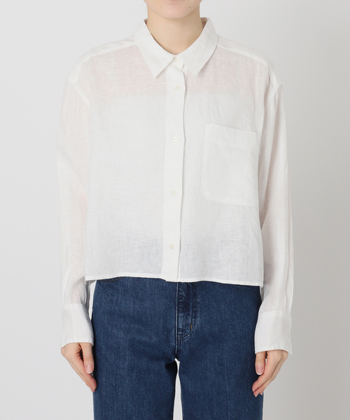 B.C STOCK(ベーセーストック)の「手洗い可 / フレンチリネンクロップ丈シャツ(シャツ/ブラウス・レディース・ホワイト/ブラウン/ブラック/ライトブルー・FREE)」の17枚目の写真