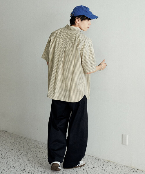 PUBLUX（パブリュクス）の「PUBLUX/パブリュクス 別注MLB ワンポイント刺繍 ハーフスリーブ ビッグシャツ　限定展開（シャツ/ブラウス・メンズ・サックスブルー/ブルー/ベージュ・LARGE/MEDIUM/SMALL）」の19枚目の写真