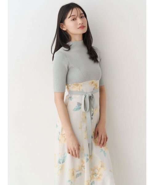 MERCURYDUO（マーキュリーデュオ）の「花柄ドッキングハーフスリーブワンピース（ワンピース・レディース・ミント/ブラック・MEDIUM/SMALL）」の15枚目の写真