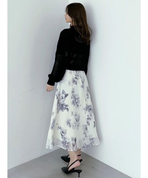 MERCURYDUO（マーキュリーデュオ）の「花柄ドッキングハーフスリーブワンピース（ワンピース・レディース・ミント/ブラック・MEDIUM/SMALL）」の5枚目の写真