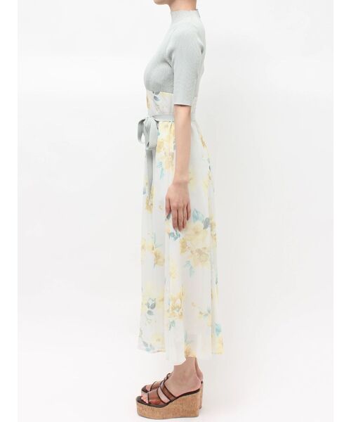 MERCURYDUO（マーキュリーデュオ）の「花柄ドッキングハーフスリーブワンピース（ワンピース・レディース・ミント/ブラック・MEDIUM/SMALL）」の13枚目の写真