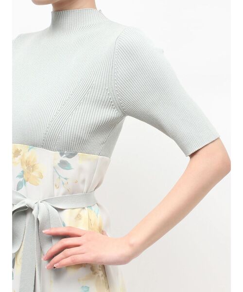 MERCURYDUO（マーキュリーデュオ）の「花柄ドッキングハーフスリーブワンピース（ワンピース・レディース・ミント/ブラック・MEDIUM/SMALL）」の16枚目の写真