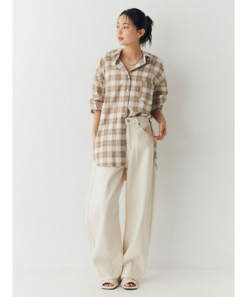 Ungrid（アングリッド）の「チェックルーズシャツ（シャツ/ブラウス・レディース・ベージュ/ブルー・FREE）」の8枚目の写真