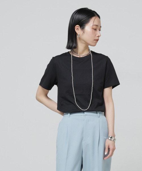 NANO universe（ナノユニバース）の「Anti Soaked(R) 汗染み防止クルーネックTシャツ（Tシャツ/カットソー・レディース・トップグレー/ブラック/ホワイト/チャコール・S/M/L）」の2枚目の写真