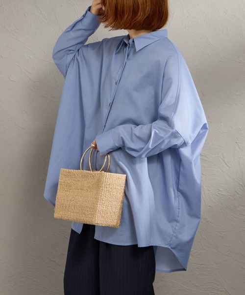 mizuiroind（ミズイロインド）の「[mizuiro ind/ミズイロインド] T/C シアーワイドシャツ（シャツ/ブラウス・レディース・サックスブルー/オフホワイト/ブラック・F）」の3枚目の写真