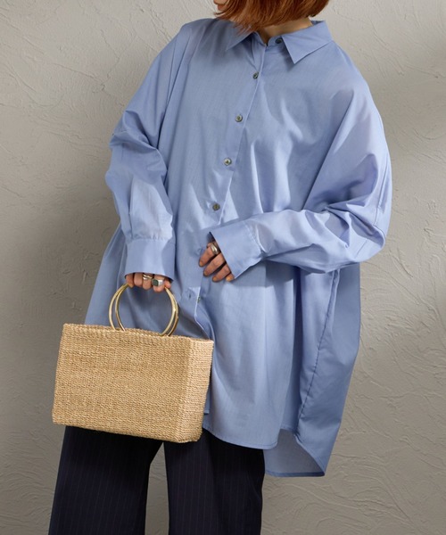 mizuiroind（ミズイロインド）の「[mizuiro ind/ミズイロインド] T/C シアーワイドシャツ（シャツ/ブラウス・レディース・サックスブルー/オフホワイト/ブラック・F）」の16枚目の写真