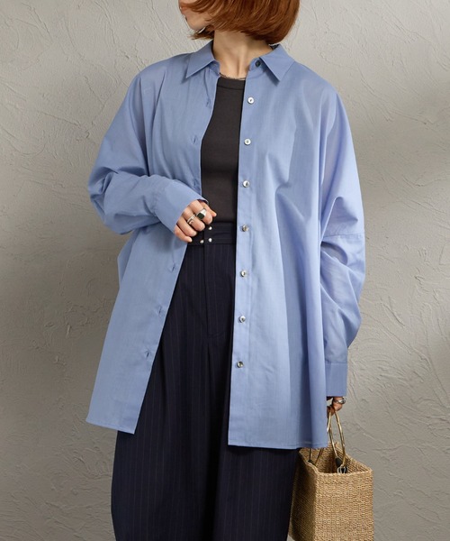 mizuiroind（ミズイロインド）の「[mizuiro ind/ミズイロインド] T/C シアーワイドシャツ（シャツ/ブラウス・レディース・サックスブルー/オフホワイト/ブラック・F）」の17枚目の写真