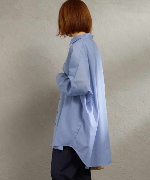 mizuiroind（ミズイロインド）の「[mizuiro ind/ミズイロインド] T/C シアーワイドシャツ（シャツ/ブラウス・レディース・サックスブルー/オフホワイト/ブラック・F）」の18枚目の写真