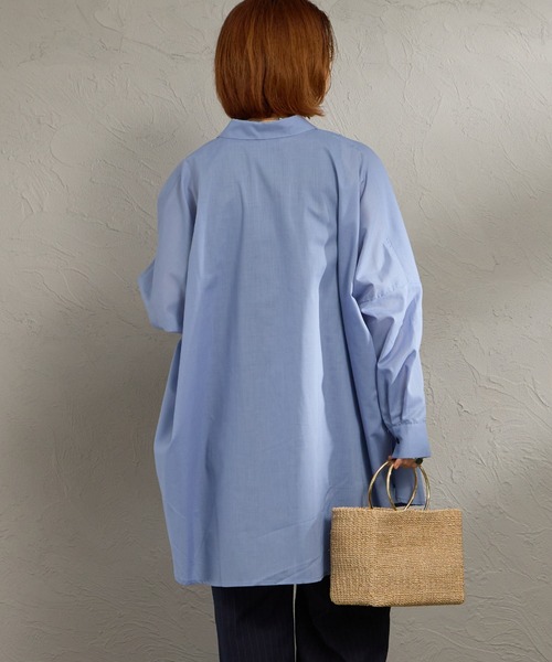 mizuiroind（ミズイロインド）の「[mizuiro ind/ミズイロインド] T/C シアーワイドシャツ（シャツ/ブラウス・レディース・サックスブルー/オフホワイト/ブラック・F）」の19枚目の写真