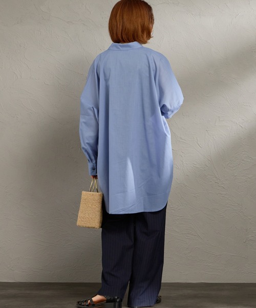 mizuiroind（ミズイロインド）の「[mizuiro ind/ミズイロインド] T/C シアーワイドシャツ（シャツ/ブラウス・レディース・サックスブルー/オフホワイト/ブラック・F）」の22枚目の写真