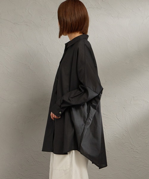 mizuiroind（ミズイロインド）の「[mizuiro ind/ミズイロインド] T/C シアーワイドシャツ（シャツ/ブラウス・レディース・サックスブルー/オフホワイト/ブラック・F）」の8枚目の写真