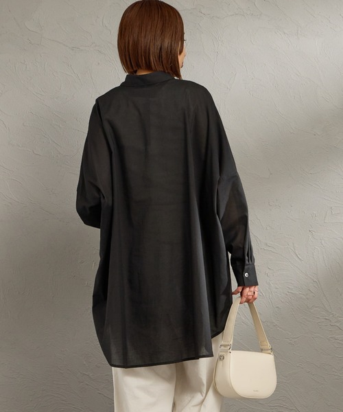 mizuiroind（ミズイロインド）の「[mizuiro ind/ミズイロインド] T/C シアーワイドシャツ（シャツ/ブラウス・レディース・サックスブルー/オフホワイト/ブラック・F）」の9枚目の写真