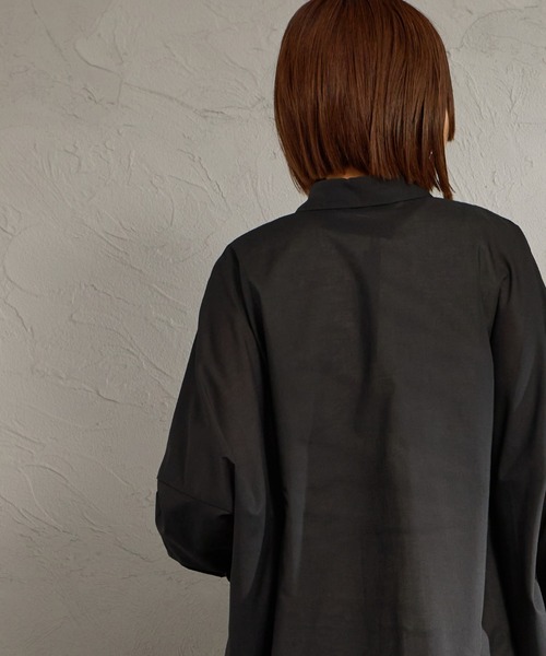 mizuiroind（ミズイロインド）の「[mizuiro ind/ミズイロインド] T/C シアーワイドシャツ（シャツ/ブラウス・レディース・サックスブルー/オフホワイト/ブラック・F）」の14枚目の写真