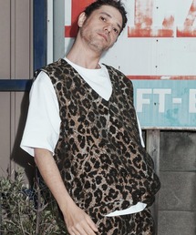 No Rain No Rainbow（ノーレインノーレインボー）の「mcg3786-leopard pattern gobelin vest ベスト(NR26S-05)（ベスト）」