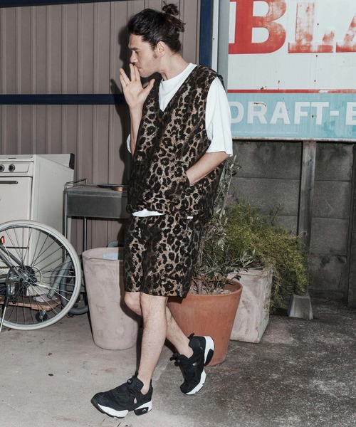 No Rain No Rainbow(ノーレインノーレインボー)の「mcg3786-leopard pattern gobelin vest ベスト(NR26S-05)(ベスト・メンズ・グリーン/グレー/ブラウン・M/S/XL/L)」の14枚目の写真