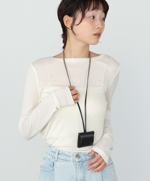 Bab(バブ)の「ベーシックセミシアーカットソー(Tシャツ/カットソー・レディース・ブラック/ライトブルー/イエロー/ピンク/オフホワイト・FREE)」の6枚目の写真