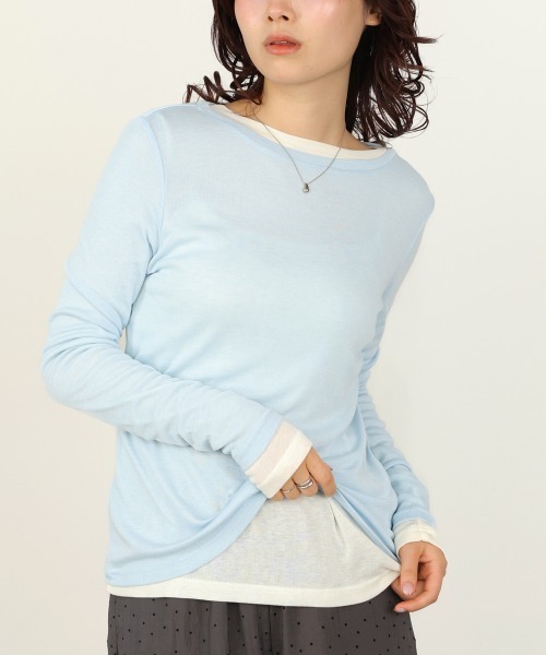Bab(バブ)の「ベーシックセミシアーカットソー(Tシャツ/カットソー・レディース・ブラック/ライトブルー/イエロー/ピンク/オフホワイト・FREE)」の14枚目の写真
