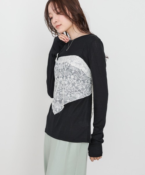 Bab(バブ)の「ベーシックセミシアーカットソー(Tシャツ/カットソー・レディース・ブラック/ライトブルー/イエロー/ピンク/オフホワイト・FREE)」の21枚目の写真