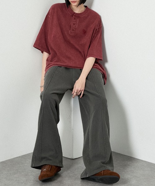 Alfred Alex(アルフレッドアレックス)の「【Alfred Alex】ヴィンテージライク オーバーサイズ ヘンリーネック Tシャツ(Tシャツ/カットソー・メンズ・グレー/グレー系/ブラック/レッド系/ネイビー/ブラック系・M/L)」の13枚目の写真