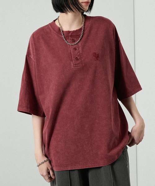 Alfred Alex(アルフレッドアレックス)の「【Alfred Alex】ヴィンテージライク オーバーサイズ ヘンリーネック Tシャツ(Tシャツ/カットソー・メンズ・グレー/グレー系/ブラック/レッド系/ネイビー/ブラック系・M/L)」の15枚目の写真