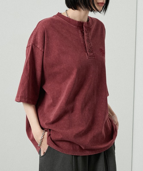 Alfred Alex(アルフレッドアレックス)の「【Alfred Alex】ヴィンテージライク オーバーサイズ ヘンリーネック Tシャツ(Tシャツ/カットソー・メンズ・グレー/グレー系/ブラック/レッド系/ネイビー/ブラック系・M/L)」の16枚目の写真