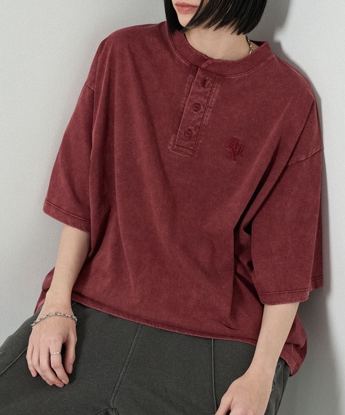 Alfred Alex(アルフレッドアレックス)の「【Alfred Alex】ヴィンテージライク オーバーサイズ ヘンリーネック Tシャツ(Tシャツ/カットソー・メンズ・グレー/グレー系/ブラック/レッド系/ネイビー/ブラック系・M/L)」の19枚目の写真