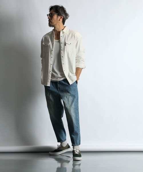 The DUFFER of ST.GEORGE（ザダファーオブセントジョージ）の「8.5oz NATURAL WHITE DENIM WESTERN SHIRT：ホワイトデニム ウエスタンシャツ（シャツ/ブラウス・メンズ・ホワイト・X-LARGE/LARGE/MEDIUM/SMALL）」の3枚目の写真