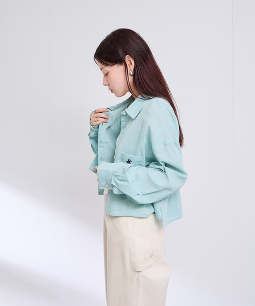 Mac-House(マックハウス)の「BEVERLY HILLS POLO CLUB 楊柳ショート丈ロングスリーブシャツ(シャツ/ブラウス・レディース・オフホワイト/ピンク/パープル/ミント・S)」の21枚目の写真