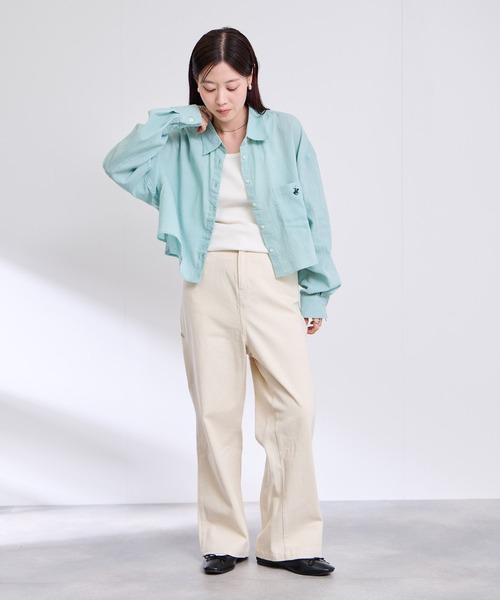 Mac-House(マックハウス)の「BEVERLY HILLS POLO CLUB 楊柳ショート丈ロングスリーブシャツ(シャツ/ブラウス・レディース・オフホワイト/ピンク/パープル/ミント・S)」の22枚目の写真