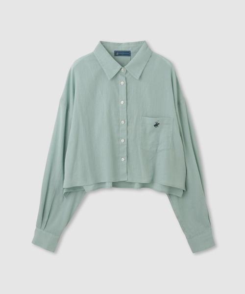 Mac-House(マックハウス)の「BEVERLY HILLS POLO CLUB 楊柳ショート丈ロングスリーブシャツ(シャツ/ブラウス・レディース・オフホワイト/ピンク/パープル/ミント・S)」の12枚目の写真