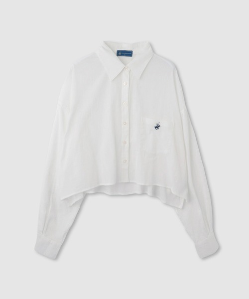 Mac-House(マックハウス)の「BEVERLY HILLS POLO CLUB 楊柳ショート丈ロングスリーブシャツ(シャツ/ブラウス・レディース・オフホワイト/ピンク/パープル/ミント・S)」の13枚目の写真