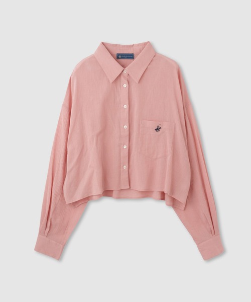 Mac-House(マックハウス)の「BEVERLY HILLS POLO CLUB 楊柳ショート丈ロングスリーブシャツ(シャツ/ブラウス・レディース・オフホワイト/ピンク/パープル/ミント・S)」の14枚目の写真