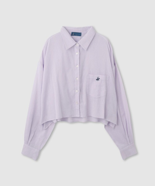 Mac-House(マックハウス)の「BEVERLY HILLS POLO CLUB 楊柳ショート丈ロングスリーブシャツ(シャツ/ブラウス・レディース・オフホワイト/ピンク/パープル/ミント・S)」の15枚目の写真