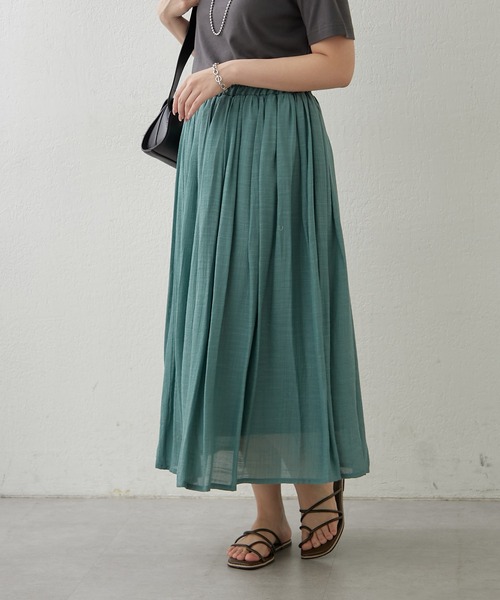 Remind me and forever（リマインドミーアンドフォーエバー）の「【軽やかに揺れるフレアシルエット】ウエストフリルギャザースカート（スカート・レディース・オフホワイト/ミント/ブルー/チャコールグレー・FREE）」の3枚目の写真