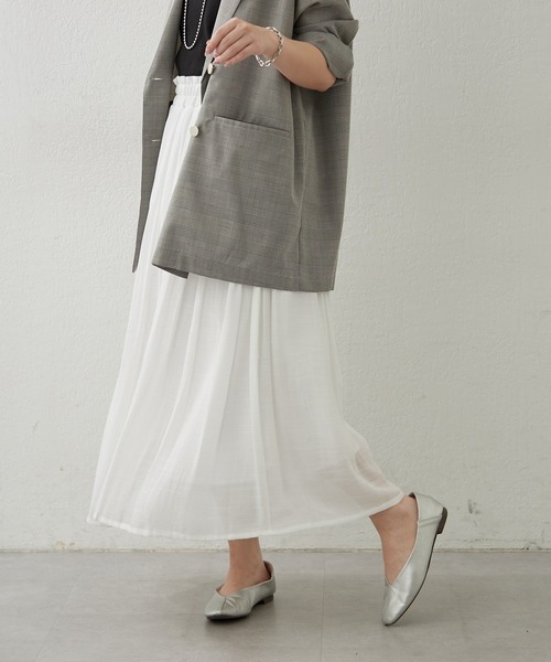 Remind me and forever（リマインドミーアンドフォーエバー）の「【軽やかに揺れるフレアシルエット】ウエストフリルギャザースカート（スカート・レディース・オフホワイト/ミント/ブルー/チャコールグレー・FREE）」の20枚目の写真