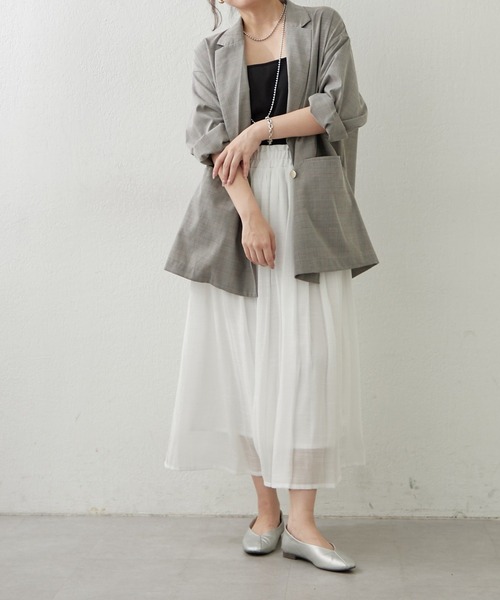 Remind me and forever（リマインドミーアンドフォーエバー）の「【軽やかに揺れるフレアシルエット】ウエストフリルギャザースカート（スカート・レディース・オフホワイト/ミント/ブルー/チャコールグレー・FREE）」の22枚目の写真