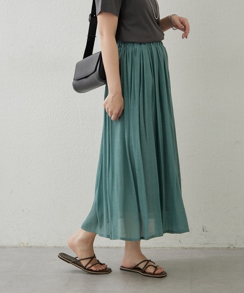 Remind me and forever（リマインドミーアンドフォーエバー）の「【軽やかに揺れるフレアシルエット】ウエストフリルギャザースカート（スカート・レディース・オフホワイト/ミント/ブルー/チャコールグレー・FREE）」の16枚目の写真