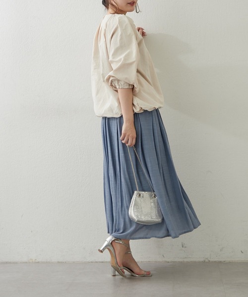 Remind me and forever（リマインドミーアンドフォーエバー）の「【軽やかに揺れるフレアシルエット】ウエストフリルギャザースカート（スカート・レディース・オフホワイト/ミント/ブルー/チャコールグレー・FREE）」の12枚目の写真