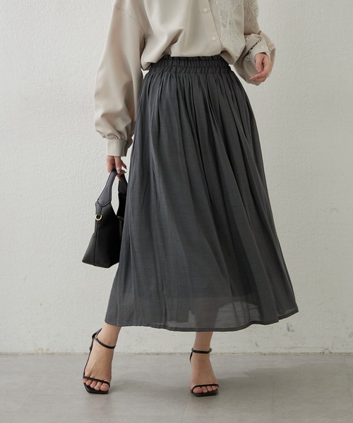 Remind me and forever（リマインドミーアンドフォーエバー）の「【軽やかに揺れるフレアシルエット】ウエストフリルギャザースカート（スカート・レディース・オフホワイト/ミント/ブルー/チャコールグレー・FREE）」の10枚目の写真