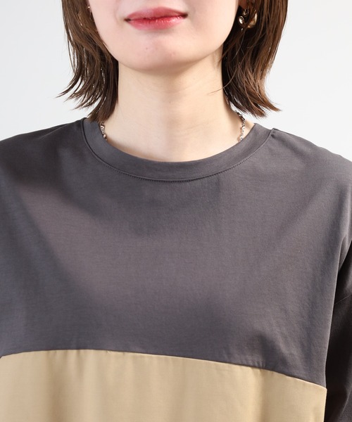Anna Nicola(アンナニコラ)の「Anna Nicola 裾シャーリングクロップドトップス 半端袖(Tシャツ/カットソー・レディース・オフホワイト/チャコールグレー/ブラック・38)」の20枚目の写真