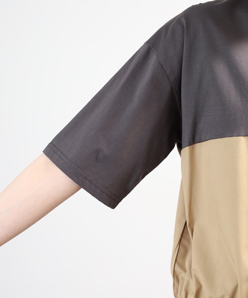 Anna Nicola(アンナニコラ)の「Anna Nicola 裾シャーリングクロップドトップス 半端袖(Tシャツ/カットソー・レディース・オフホワイト/チャコールグレー/ブラック・38)」の21枚目の写真