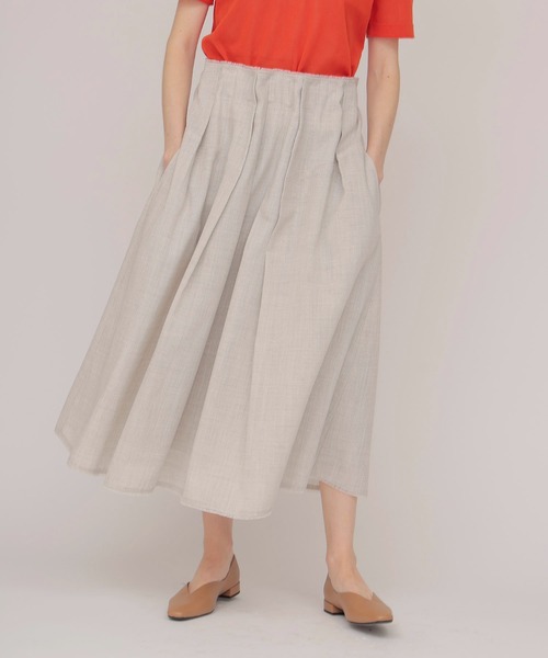 DRESSLAVE(ドレスレイブ)の「random tuck mesh skirt(ランダムタックメッシュスカート)(スカート・レディース・ベージュ/ブラック・38)」の1枚目の写真
