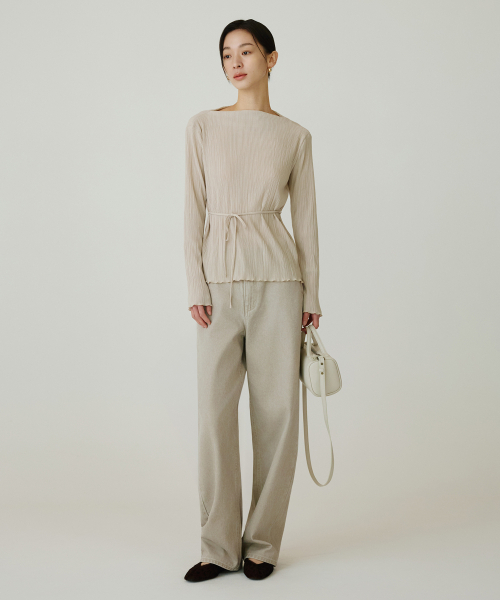 SIYAZU（シヤジュ）の「SIJN6111 バランスカーブドカラー デニム_Vintage beige（デニムパンツ・レディース・ライトベージュ・SMALL/MEDIUM/LARGE）」の2枚目の写真