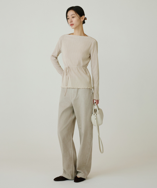 SIYAZU（シヤジュ）の「SIJN6111 バランスカーブドカラー デニム_Vintage beige（デニムパンツ・レディース・ライトベージュ・SMALL/MEDIUM/LARGE）」の3枚目の写真