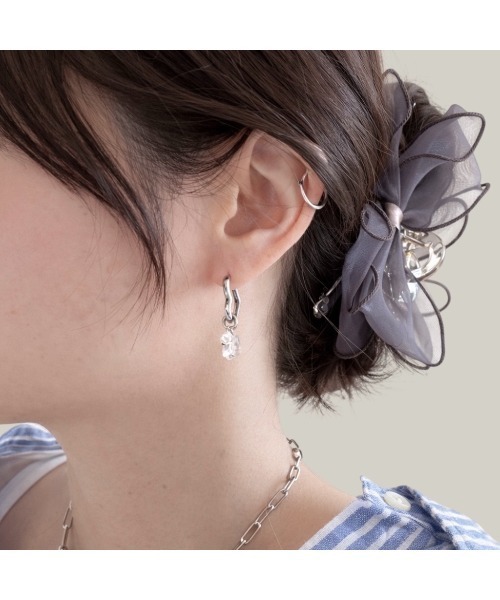 tone(トーン)の「【Agaro】No.512 片耳 ハートフープ天然石ピアス(MA)(ピアス(両耳用)・レディース・ブルー/ピンク・FREE)」の2枚目の写真