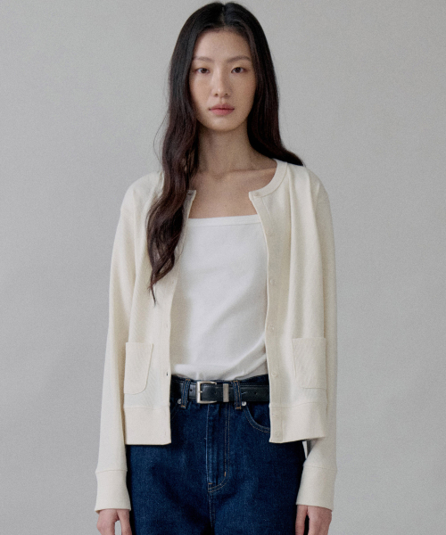 STEP AROUND(ステップアラウンド)の「Waffle Cotton Jersey Cardigan_IVORY(カーディガン/ボレロ・レディース・その他・FREE)」の1枚目の写真