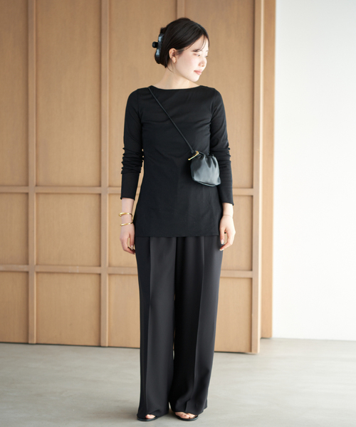 plage(プラージュ)の「2 Tuck Elegant パンツ(スラックス・レディース・ベージュ/ブラック・34/36/38/40)」の5枚目の写真