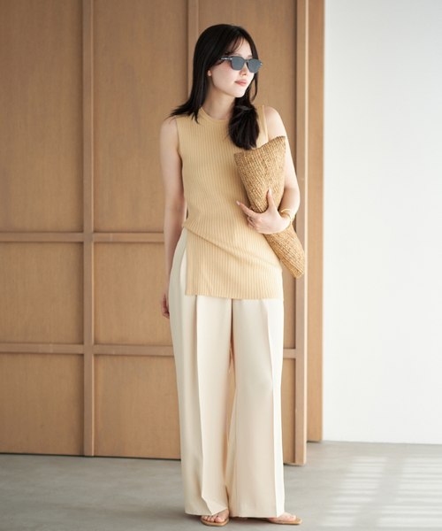 plage(プラージュ)の「2 Tuck Elegant パンツ(スラックス・レディース・ベージュ/ブラック・34/36/38/40)」の7枚目の写真