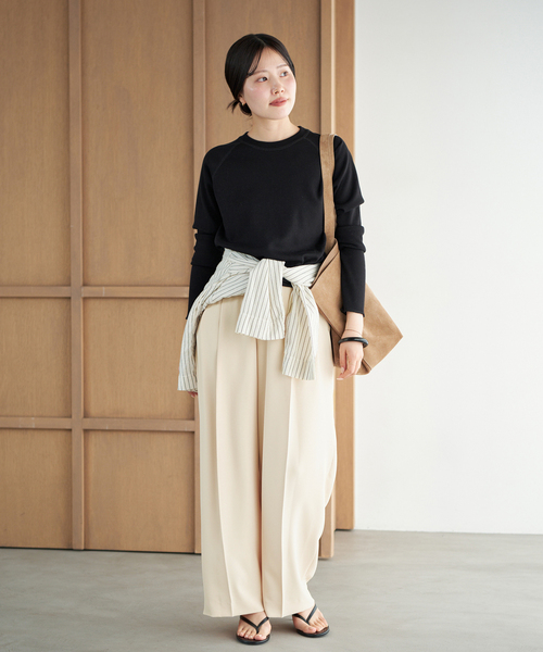 plage(プラージュ)の「2 Tuck Elegant パンツ(スラックス・レディース・ベージュ/ブラック・34/36/38/40)」の8枚目の写真