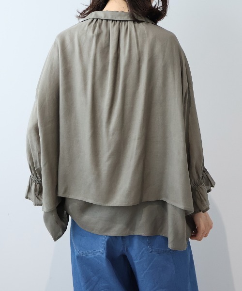 leswel(レスウェル)の「【M/L】【接触冷感/UVカット】リネンブレンドカルゼフライヨークブラウス(シャツ/ブラウス・レディース・ライトグレー/ブラック/カーキ・M/L)」の18枚目の写真